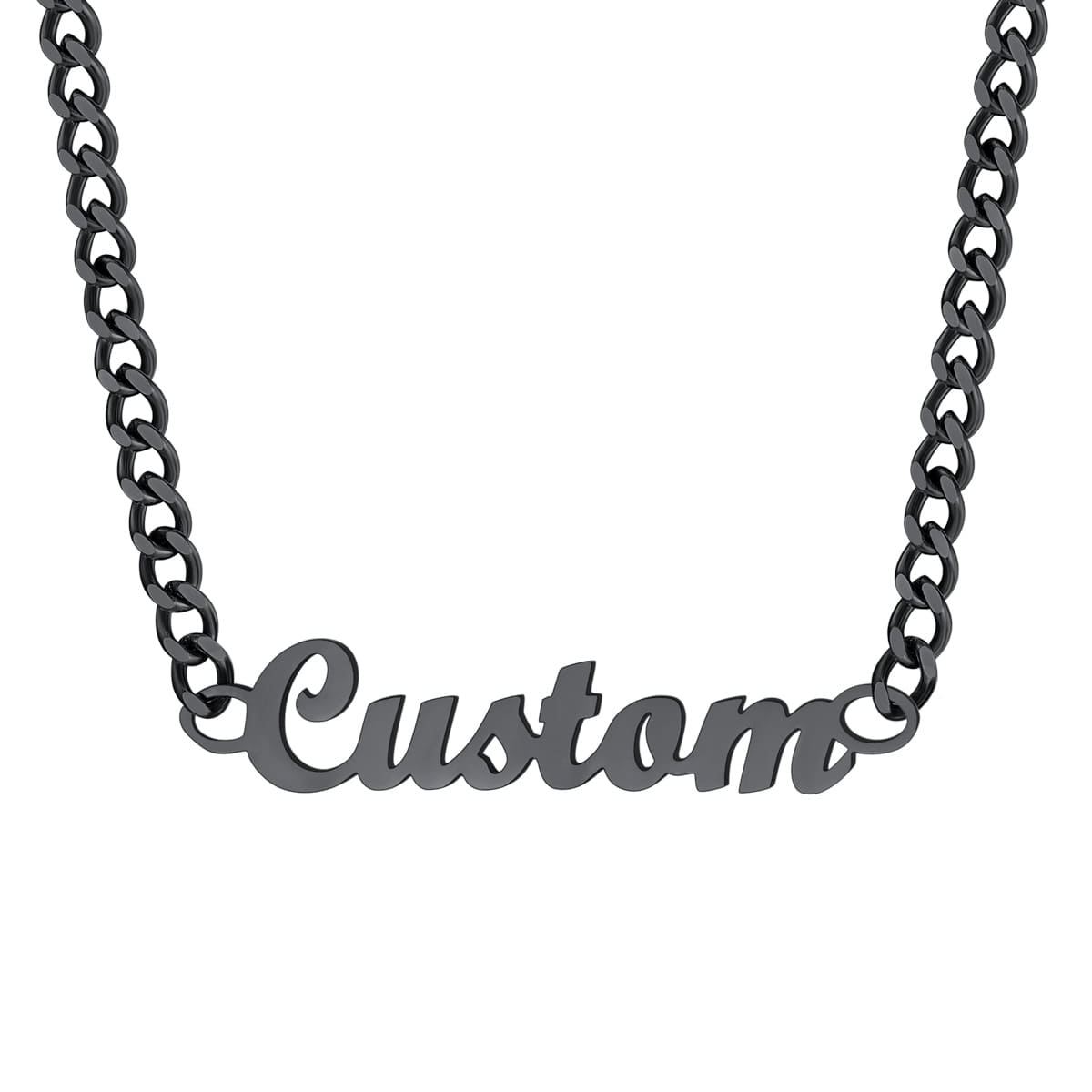 Collier Personnalisé avec Nom Chaîne Superposée noir