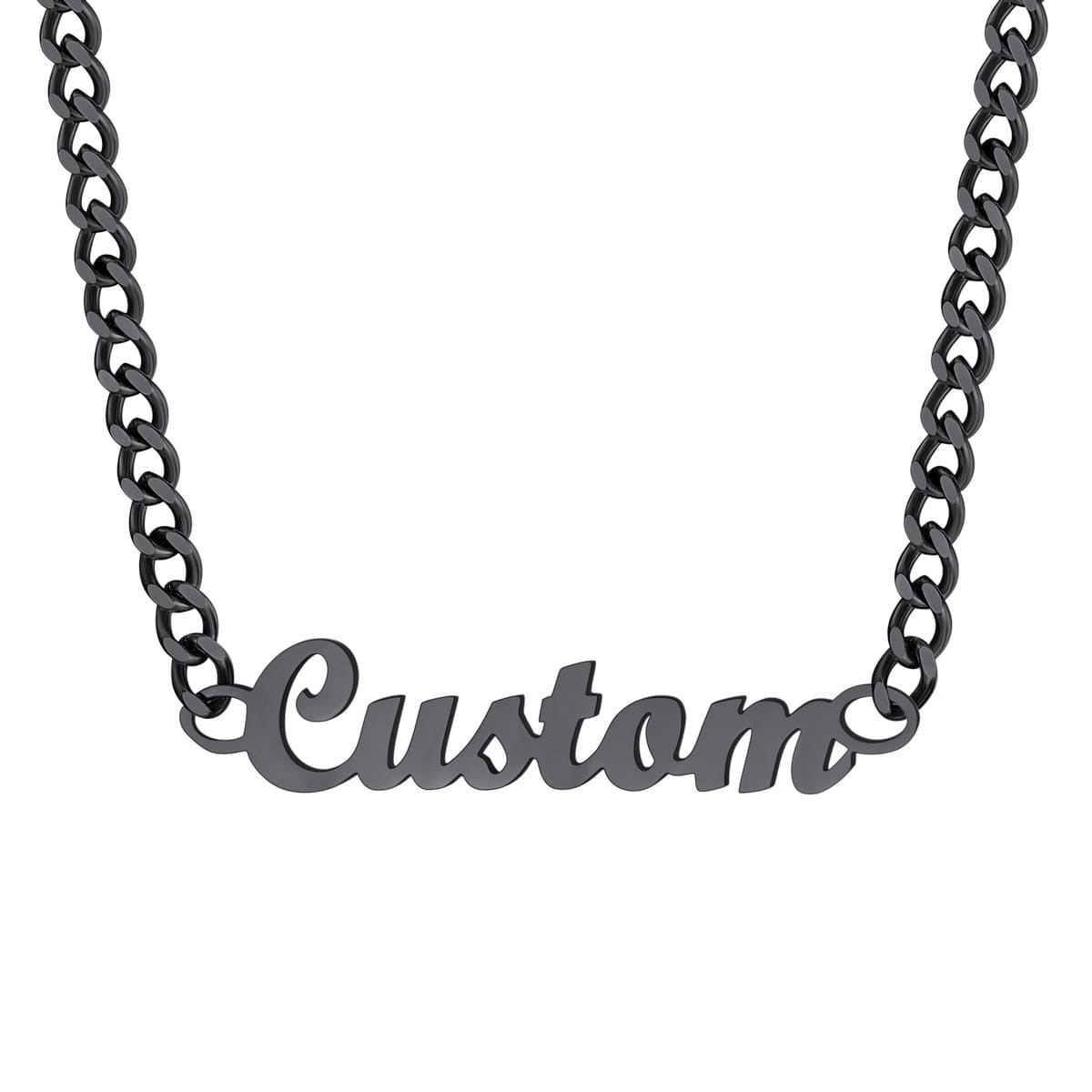 Collier Personnalisé avec Nom Chaîne Superposée noir