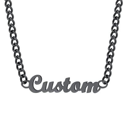 Collier Personnalisé avec Nom Chaîne Superposée noir