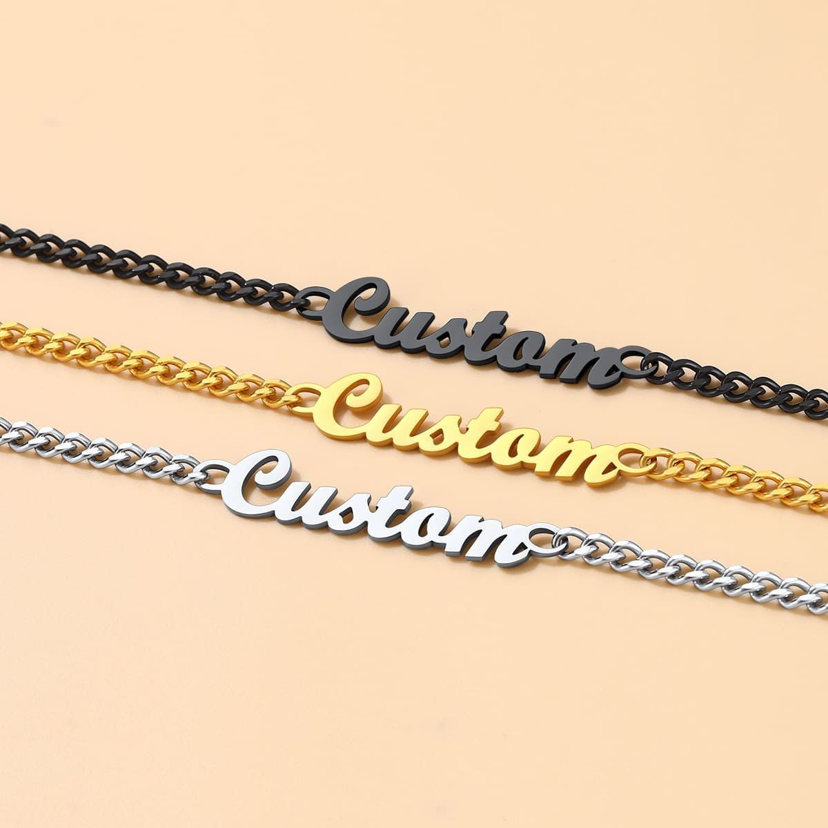 Collier Personnalisé avec Nom Chaîne Superposée 3 couleurs