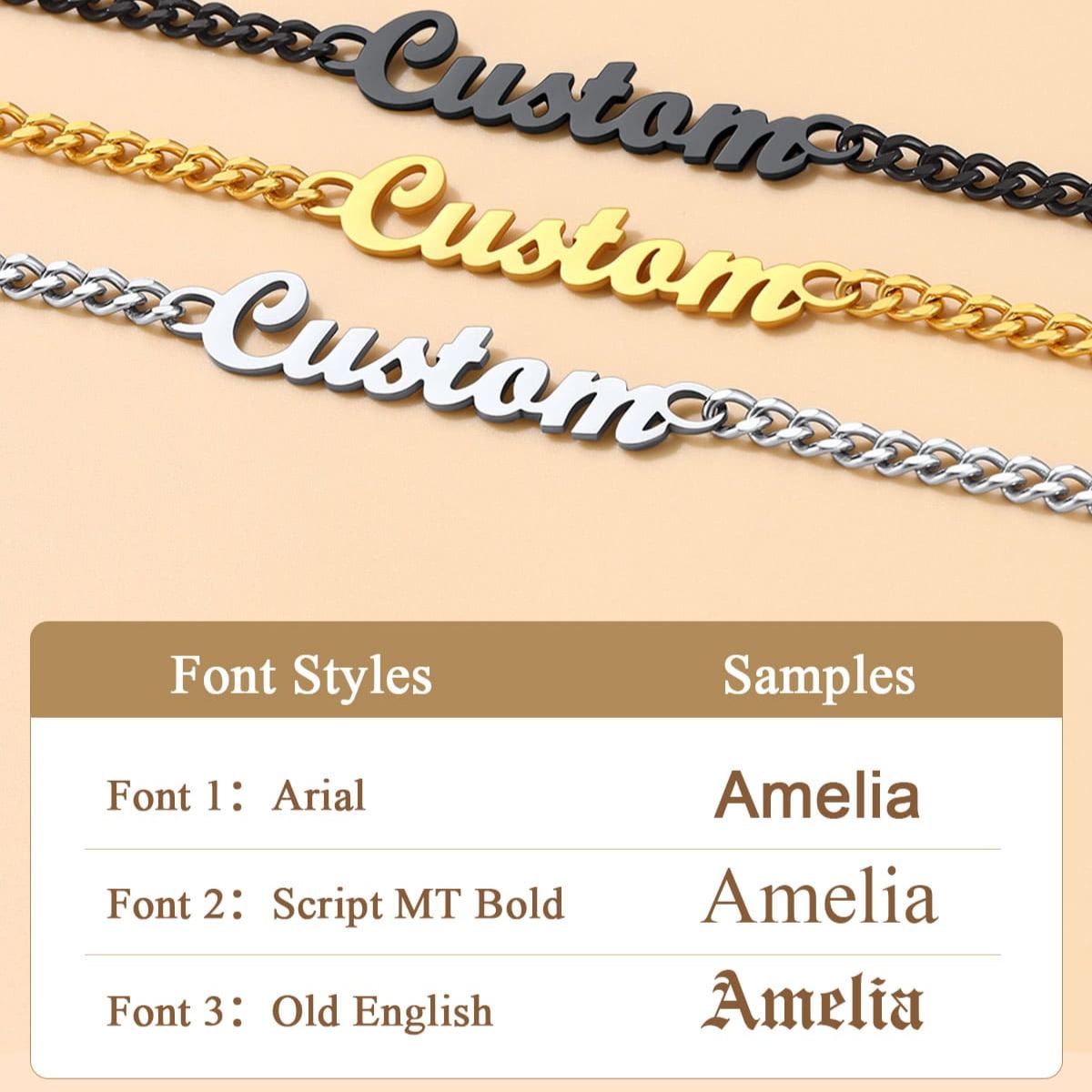 Collier Personnalisé avec Nom Chaîne Superposée 3 plices