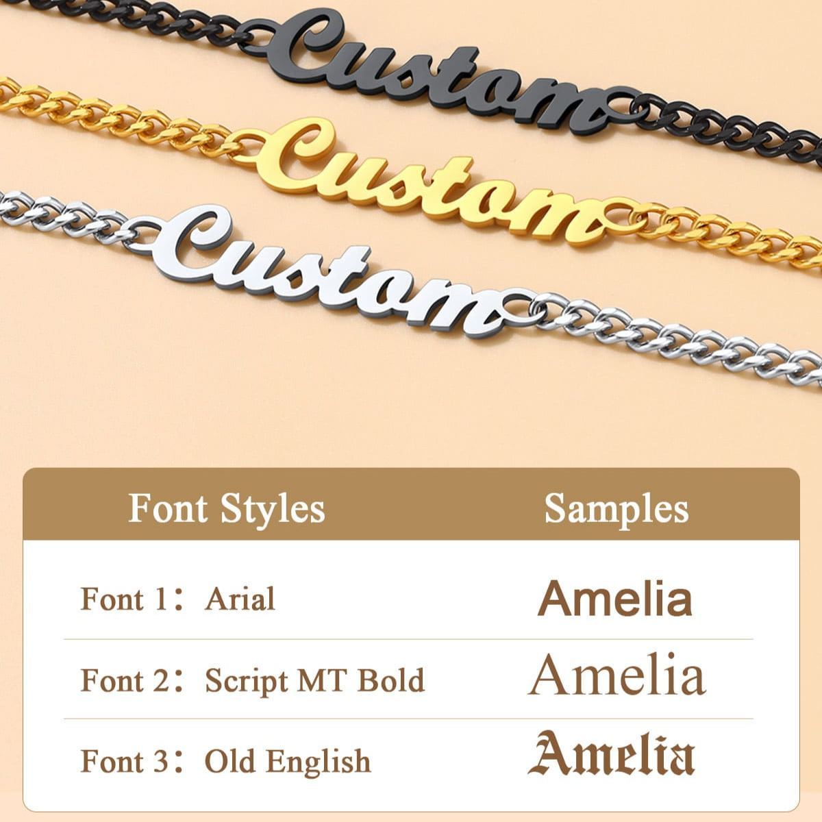 Collier Personnalisé avec Nom Chaîne Superposée 3 plices