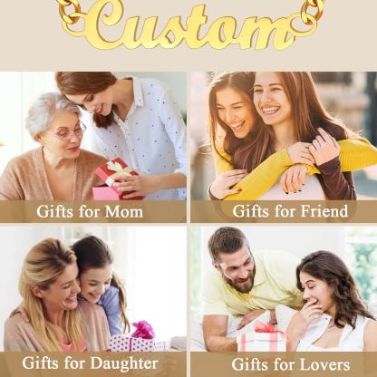 Collier Personnalisé avec Nom Chaîne Bijou Cadeau pour Femme