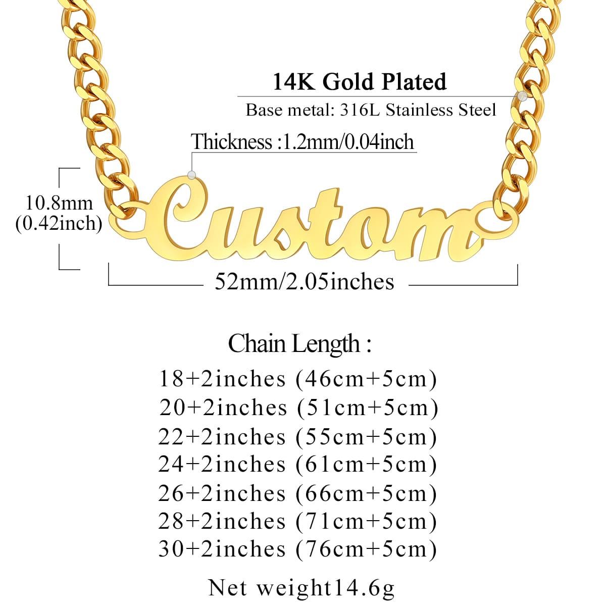 Collier Personnalisé avec Nom Chaîne Superposée taille