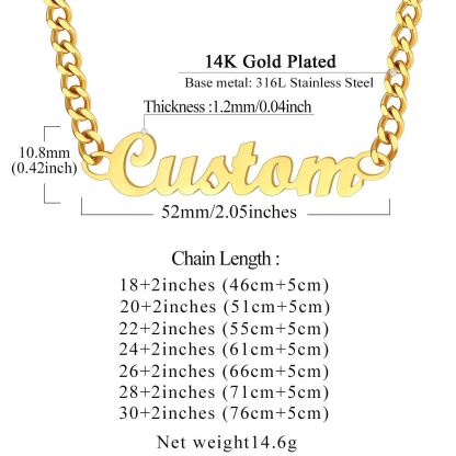 Collier Personnalisé avec Nom Chaîne Superposée taille