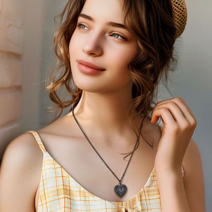 Collier Mémoire Médaillon Cœur Personnalisable Photo 