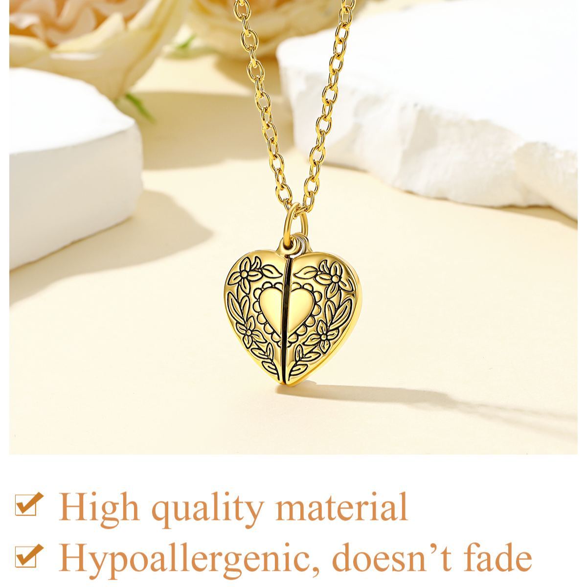 Collier Mémoire Médaillon Cœur détail