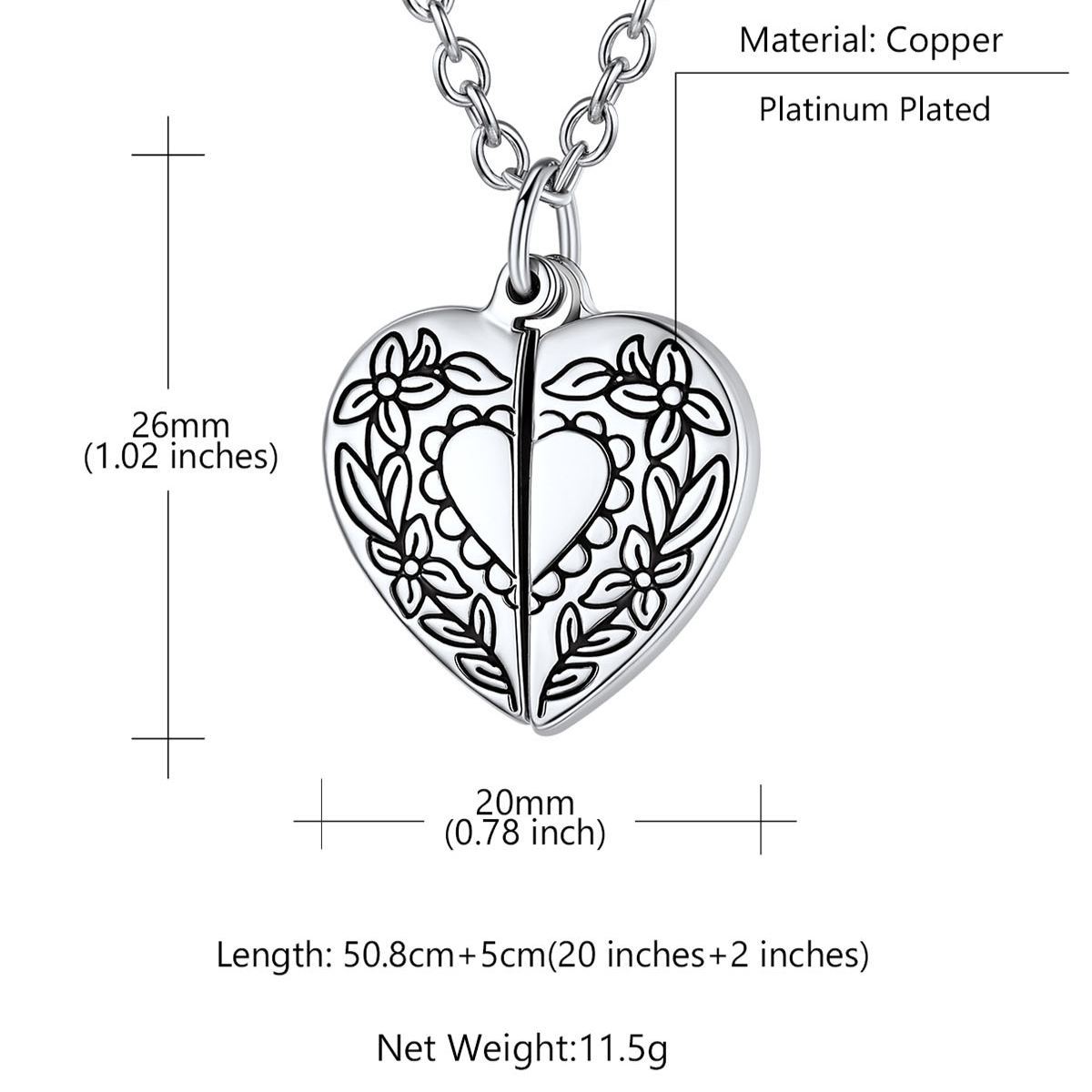 Collier Mémoire Médaillon Cœur Personnalisable Photo avec Fleur taille