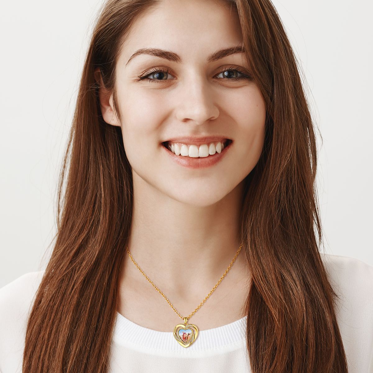 Collier Gravé Cœur Photo cadeau pour femme