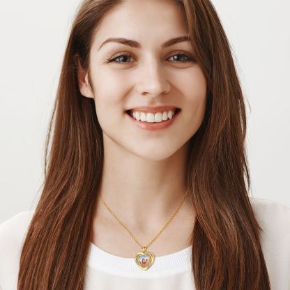 Collier Gravé Cœur Photo cadeau pour femme