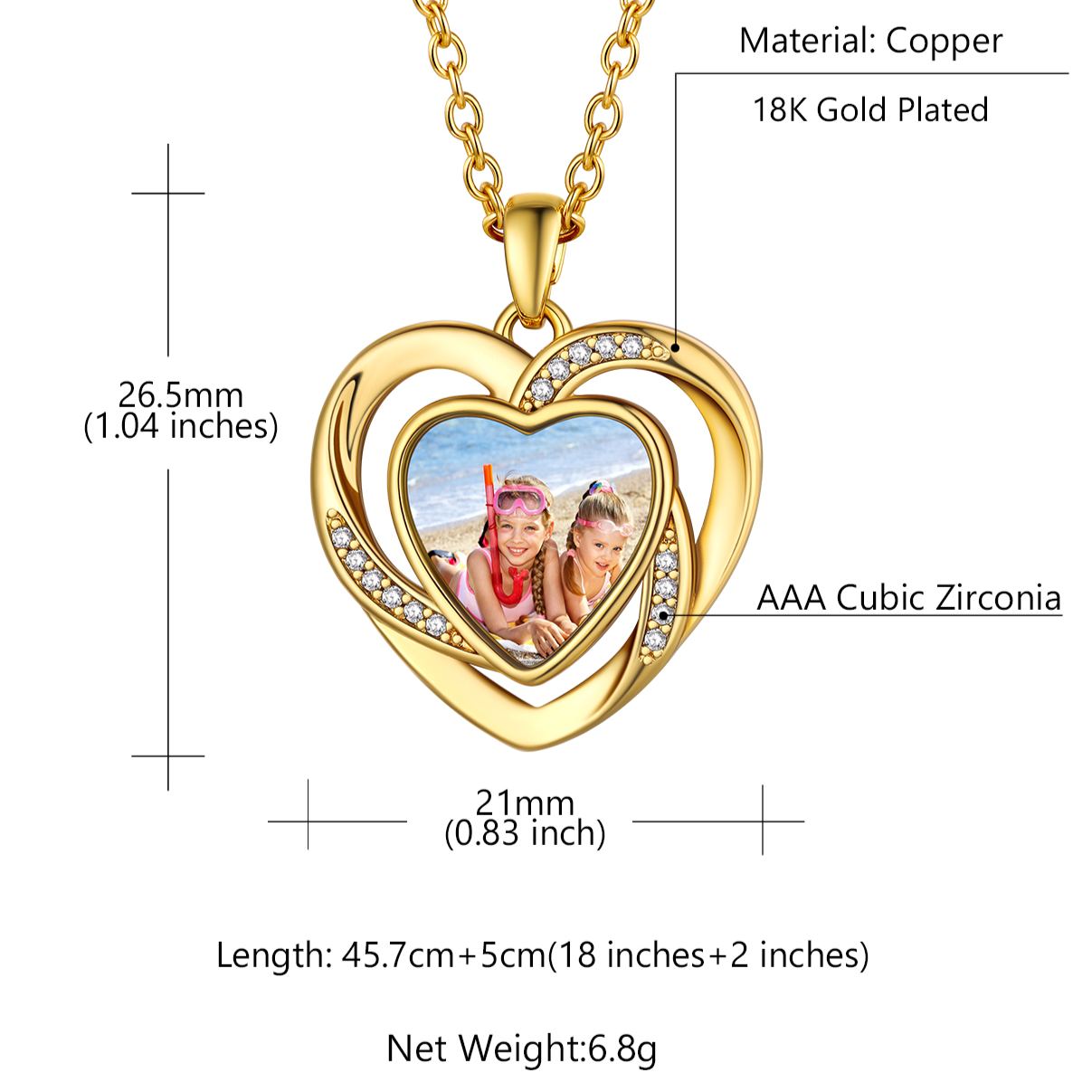 Collier Gravé Cœur Photo Personnalisé pour Femme taille