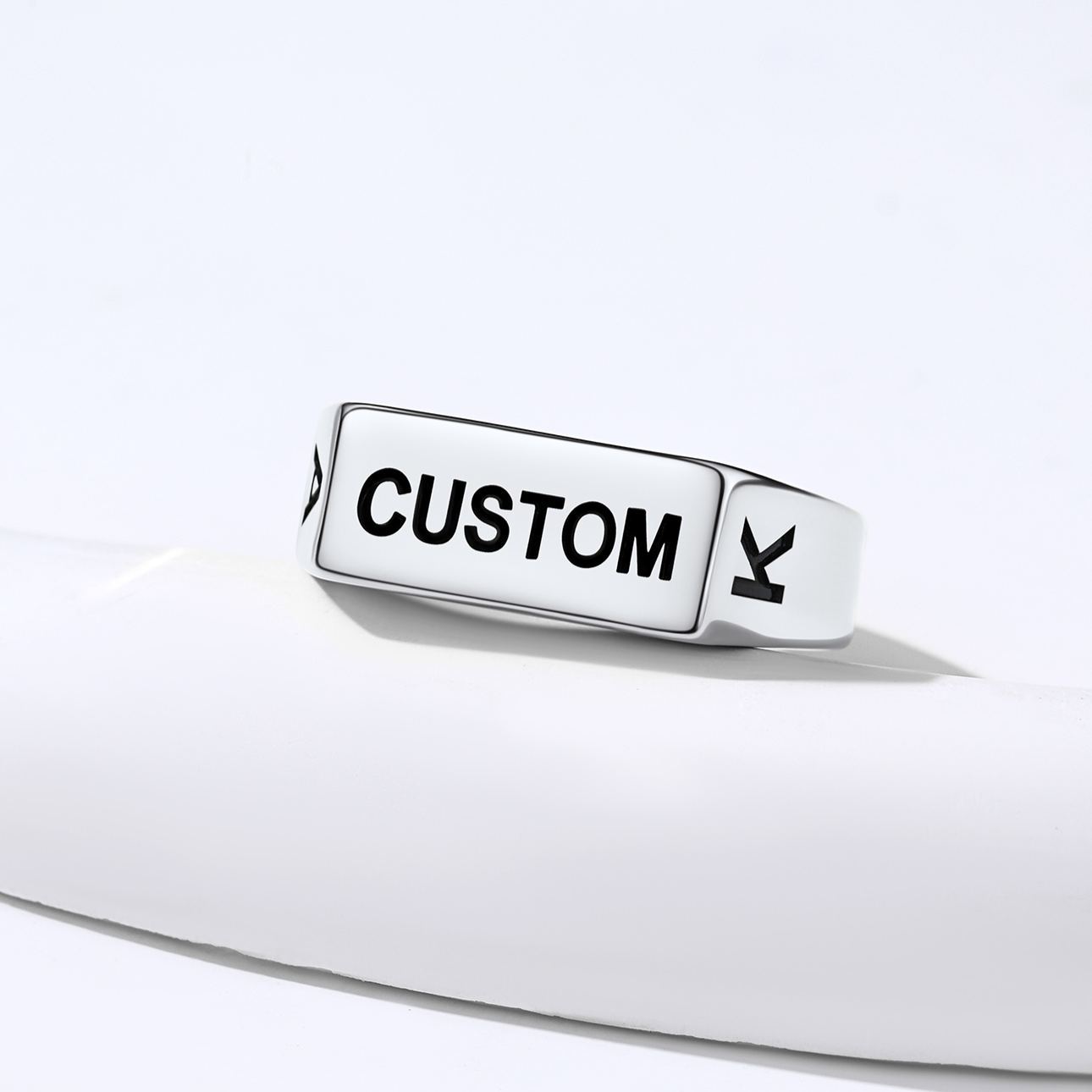 Bague Chevalière Gravée Personnalisée Argenté