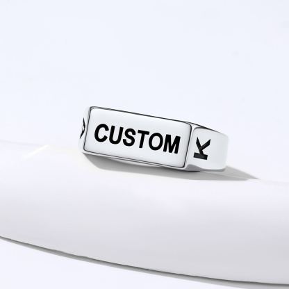 Bague Chevalière Gravée Personnalisée Argenté