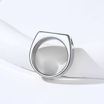 Bague Chevalière Gravée  pour Homme Argenté