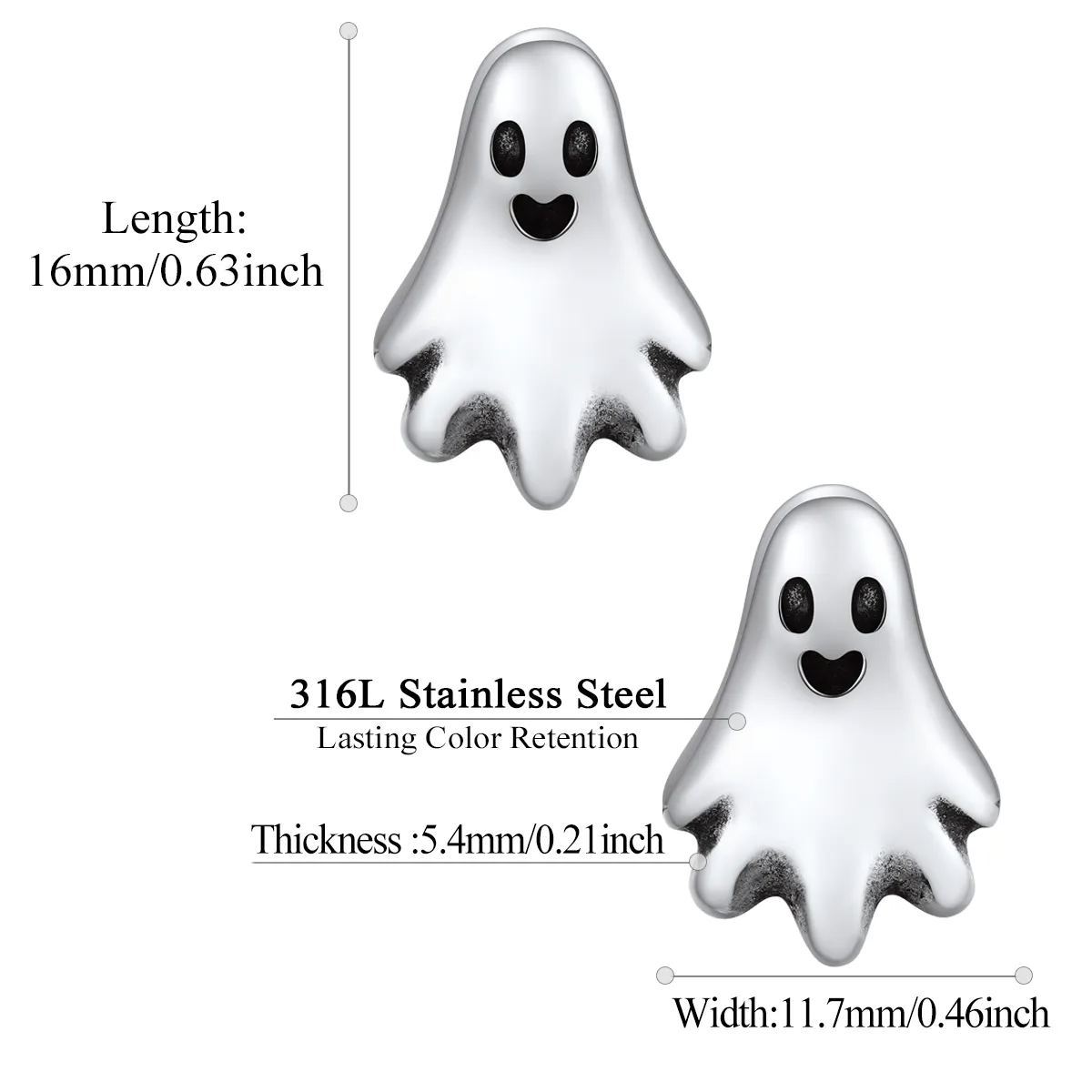 Boucles d'Oreilles Halloween Fantôme taille
