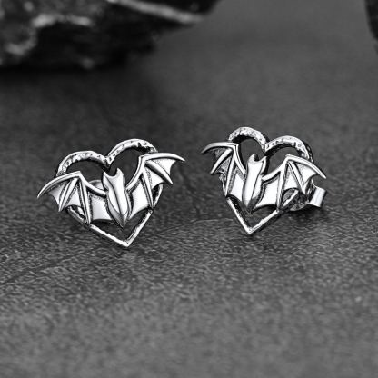 Boucles d'Oreilles Chauve Souris Cœur