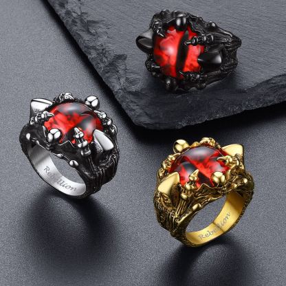 Bague Œil de Sauron Griffe de Dragon Motard Gothique pour Hommes