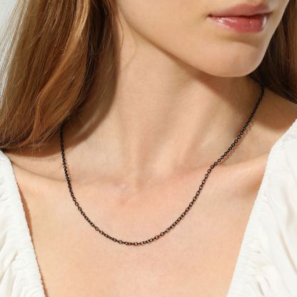 Collier Câble Rolo 2 mm Pour Femmes Noir