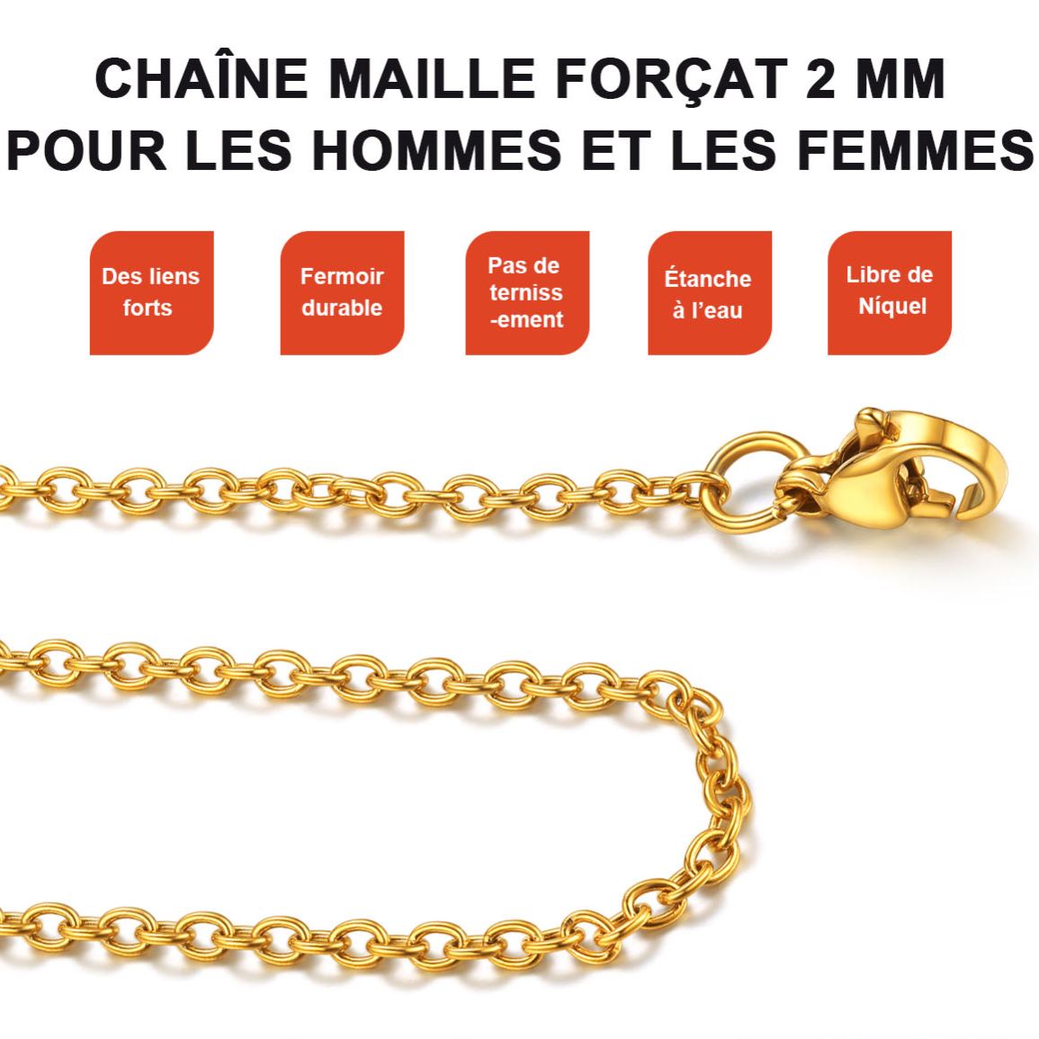 Collier Rolo 2 mm | Chaîne Homme & Femme Acier Inox