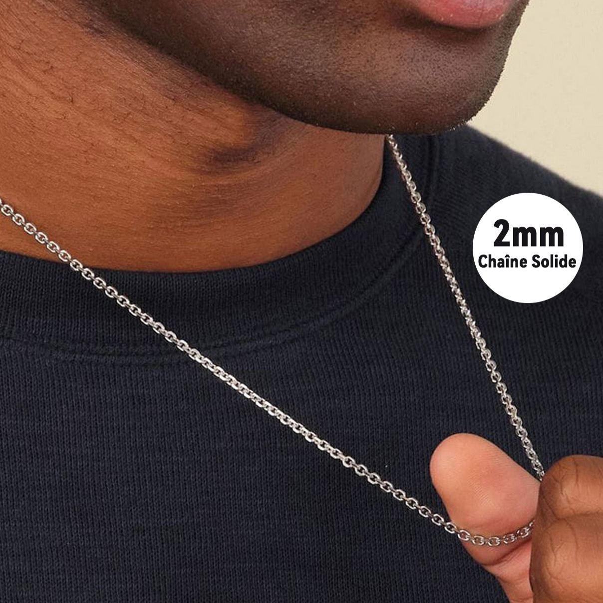 Collier Câble Rolo 2 mm Cadeau Pour Hommes