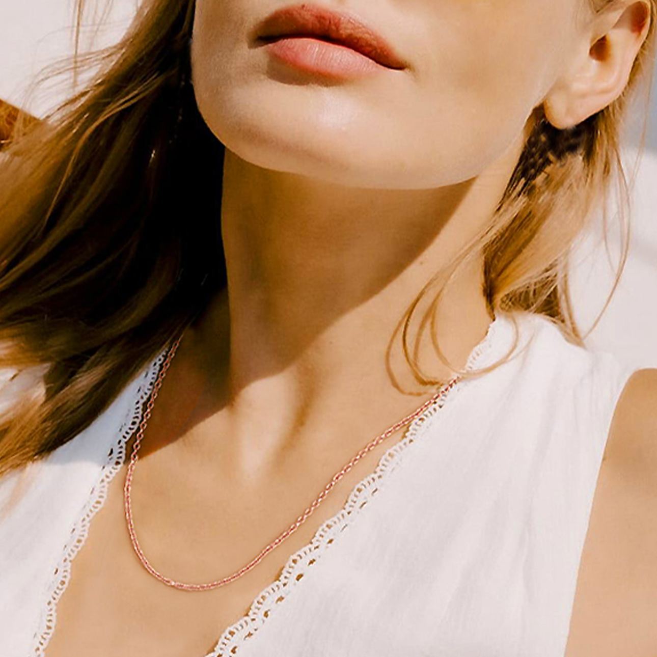 Collier Câble Rolo 2 mm Pour Femmes Or Rose