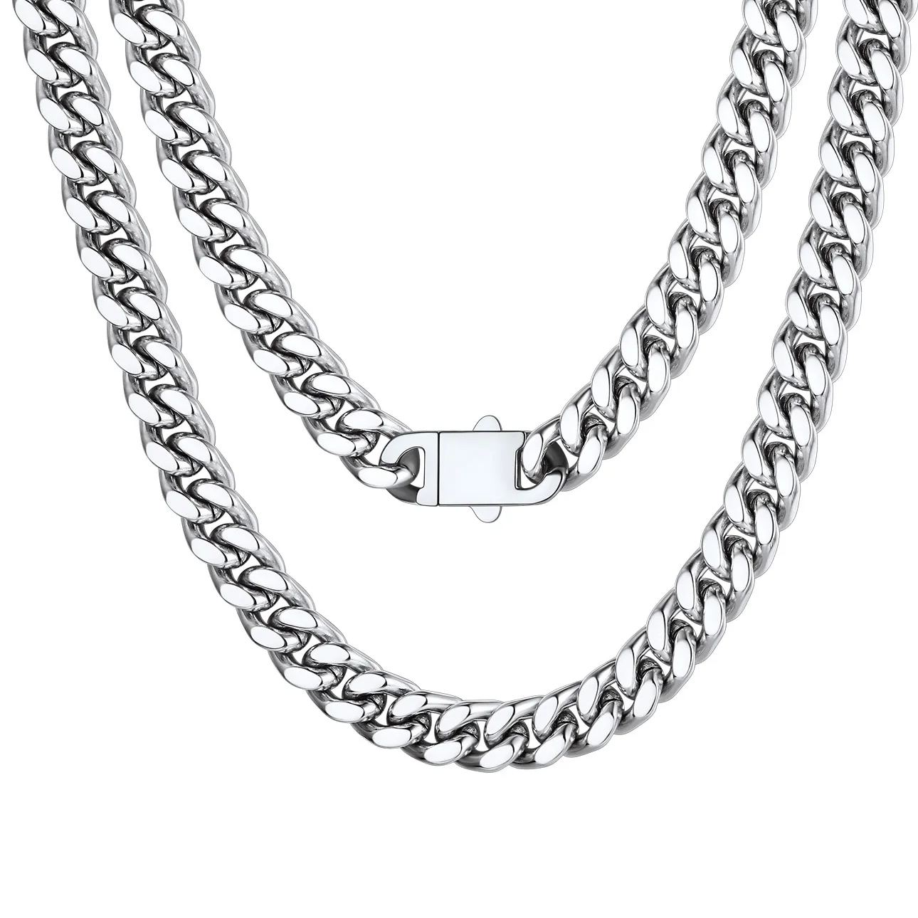 Chaîne Homme Cubaine Miami | Maillons Épais Acier Argenté 9mm
