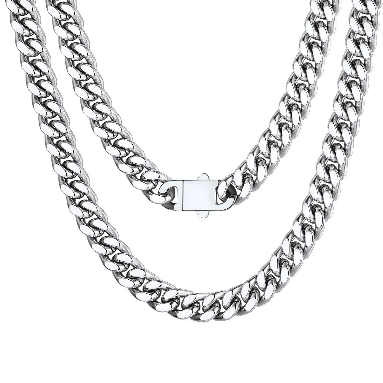 Chaîne Homme Cubaine Miami | Maillons Épais Acier Argenté 9mm