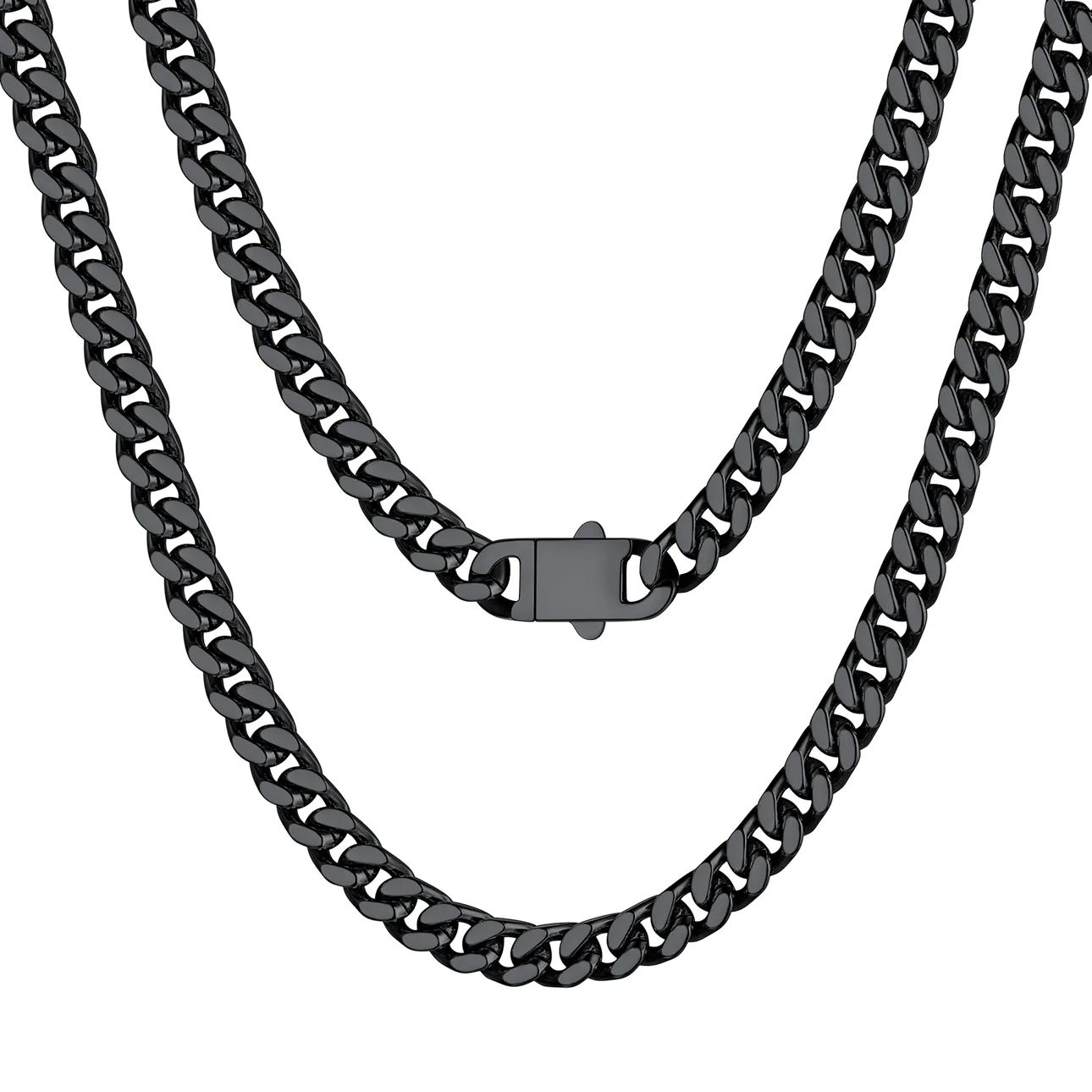 Chaîne Homme Cubaine Miami | Maillons Épais Acier Noir 5 mm