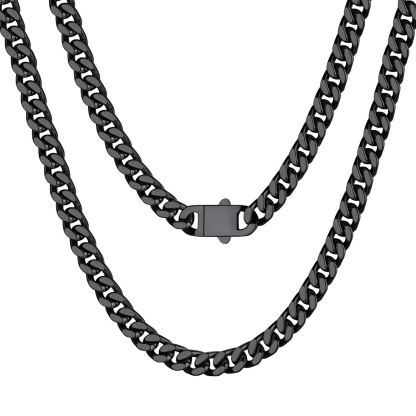 Chaîne Homme Cubaine Miami | Maillons Épais Acier Noir 5 mm