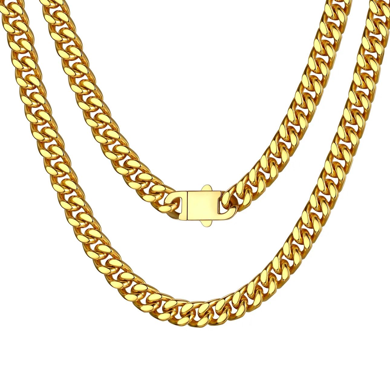 Chaîne Homme Cubaine Miami | Maillons Épais Acier Or 7mm