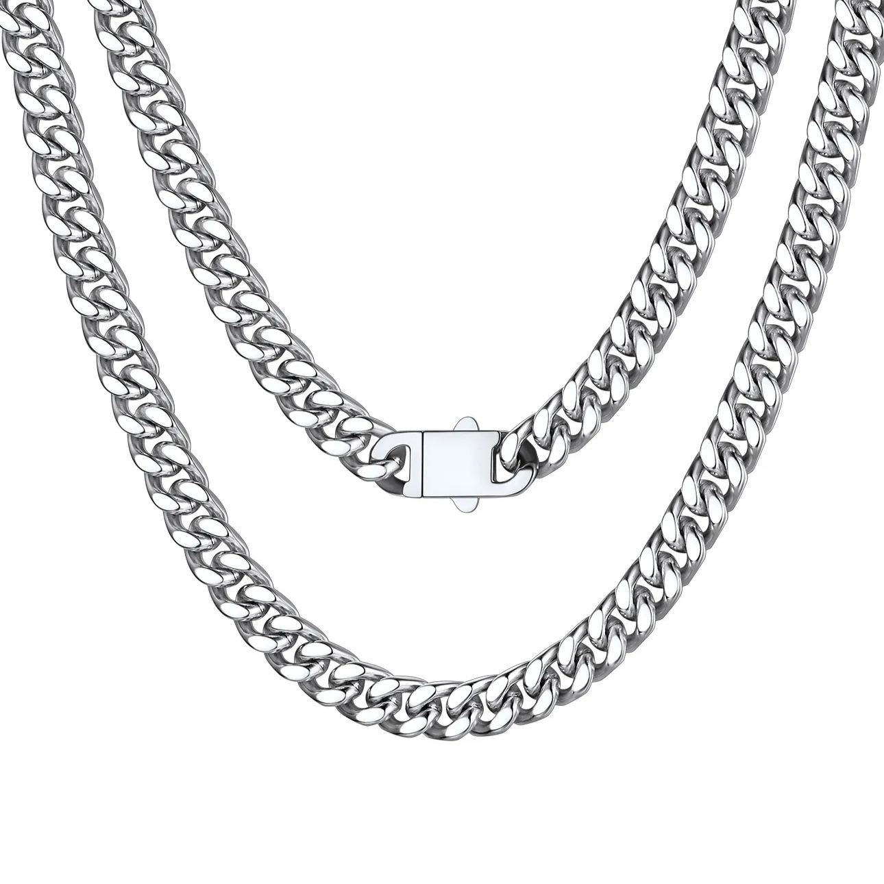 Chaîne Homme Cubaine Miami | Maillons Épais Acier Argenté 7 mm