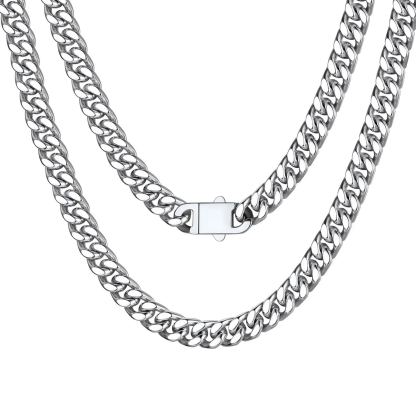 Chaîne Homme Cubaine Miami | Maillons Épais Acier Argenté 7 mm