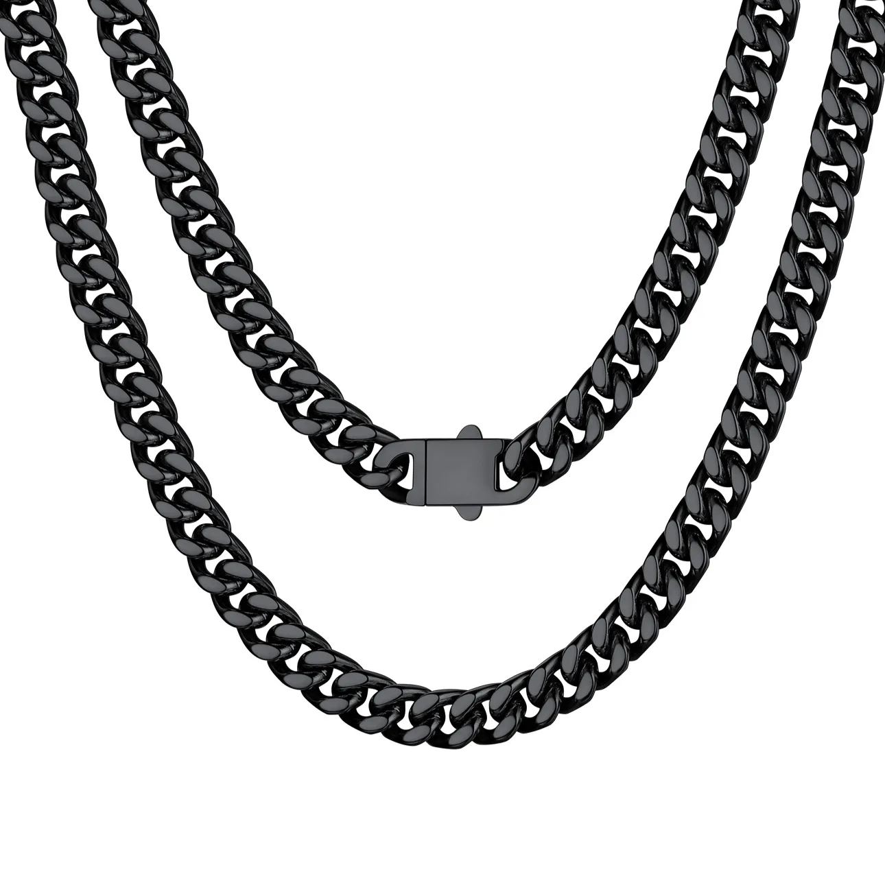 Chaîne Homme Cubaine Miami | Maillons Épais Acier Noir 7mm