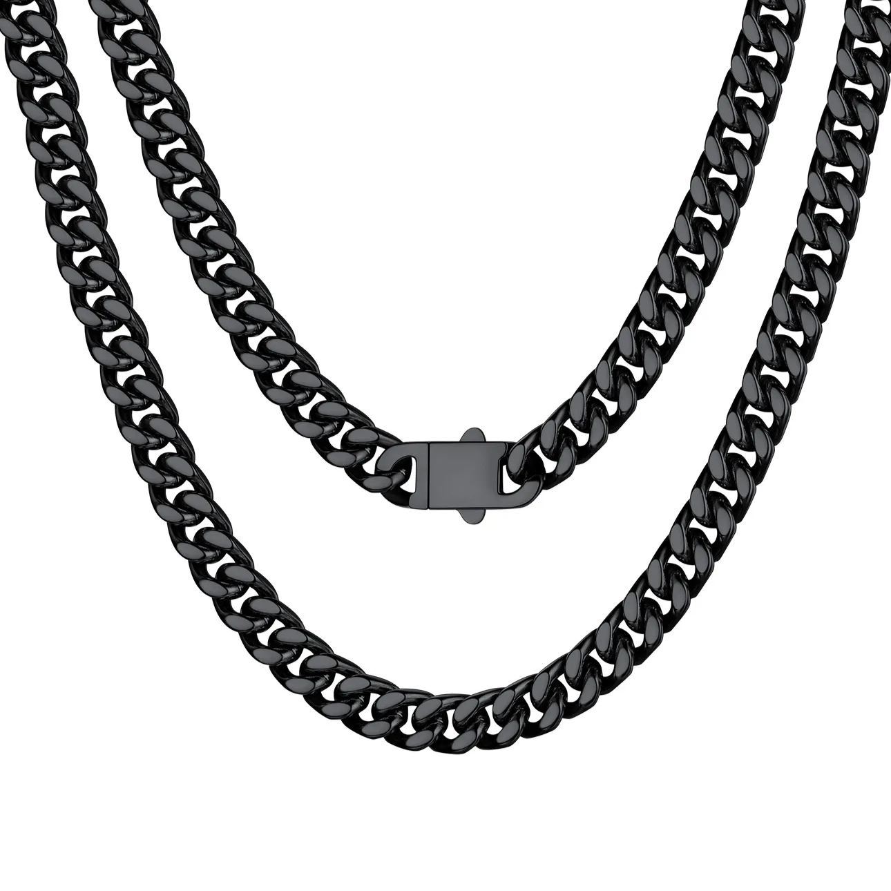 Chaîne Homme Cubaine Miami | Maillons Épais Acier Noir 7mm