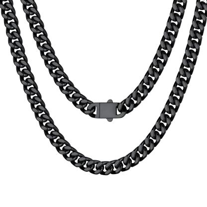Chaîne Homme Cubaine Miami | Maillons Épais Acier Noir 7mm