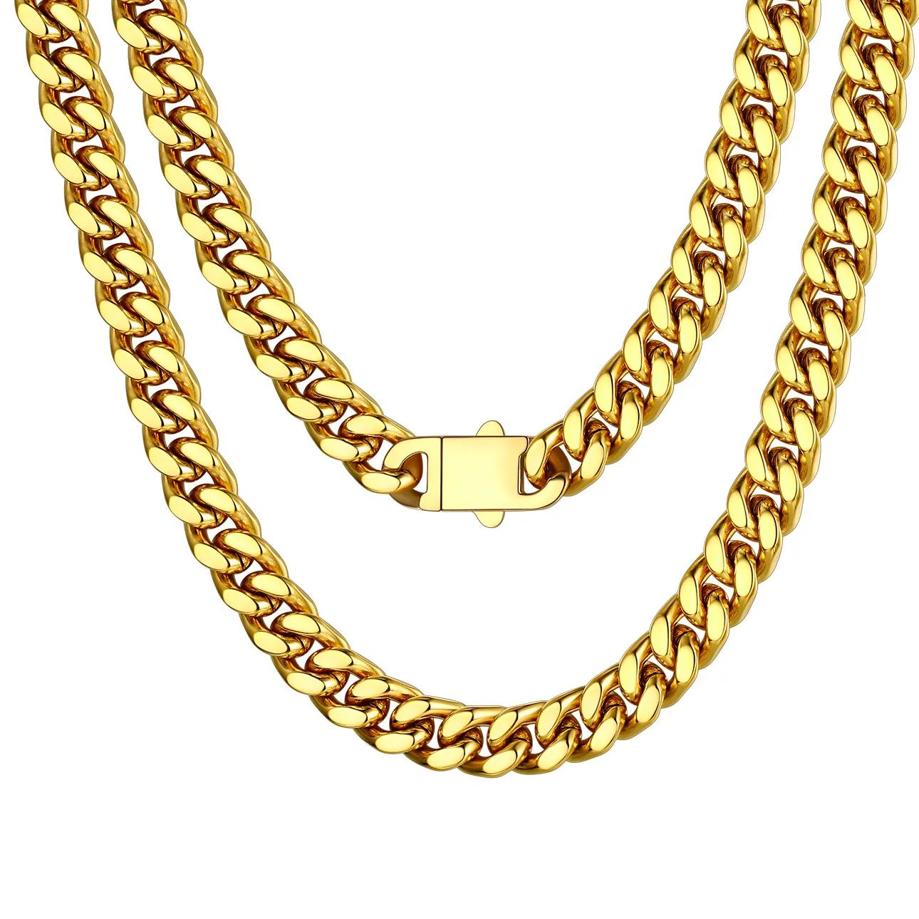 Chaîne Homme Cubaine Miami | Maillons Épais Acier Or 9mm