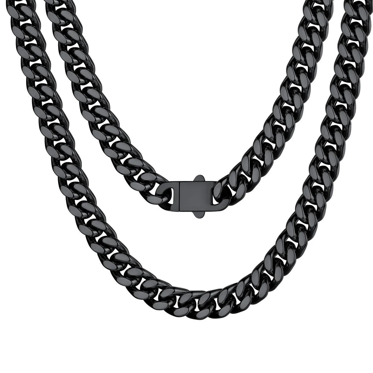 Chaîne Homme Cubaine Miami | Maillons Épais Acier Noir 9mm