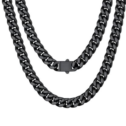 Chaîne Homme Cubaine Miami | Maillons Épais Acier Noir 9mm