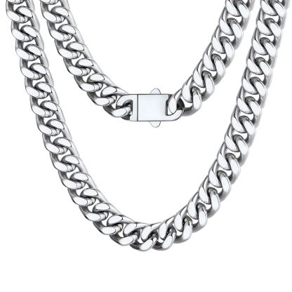Chaîne Homme Cubaine Miami | Maillons Épais Acier Argenté 12mm