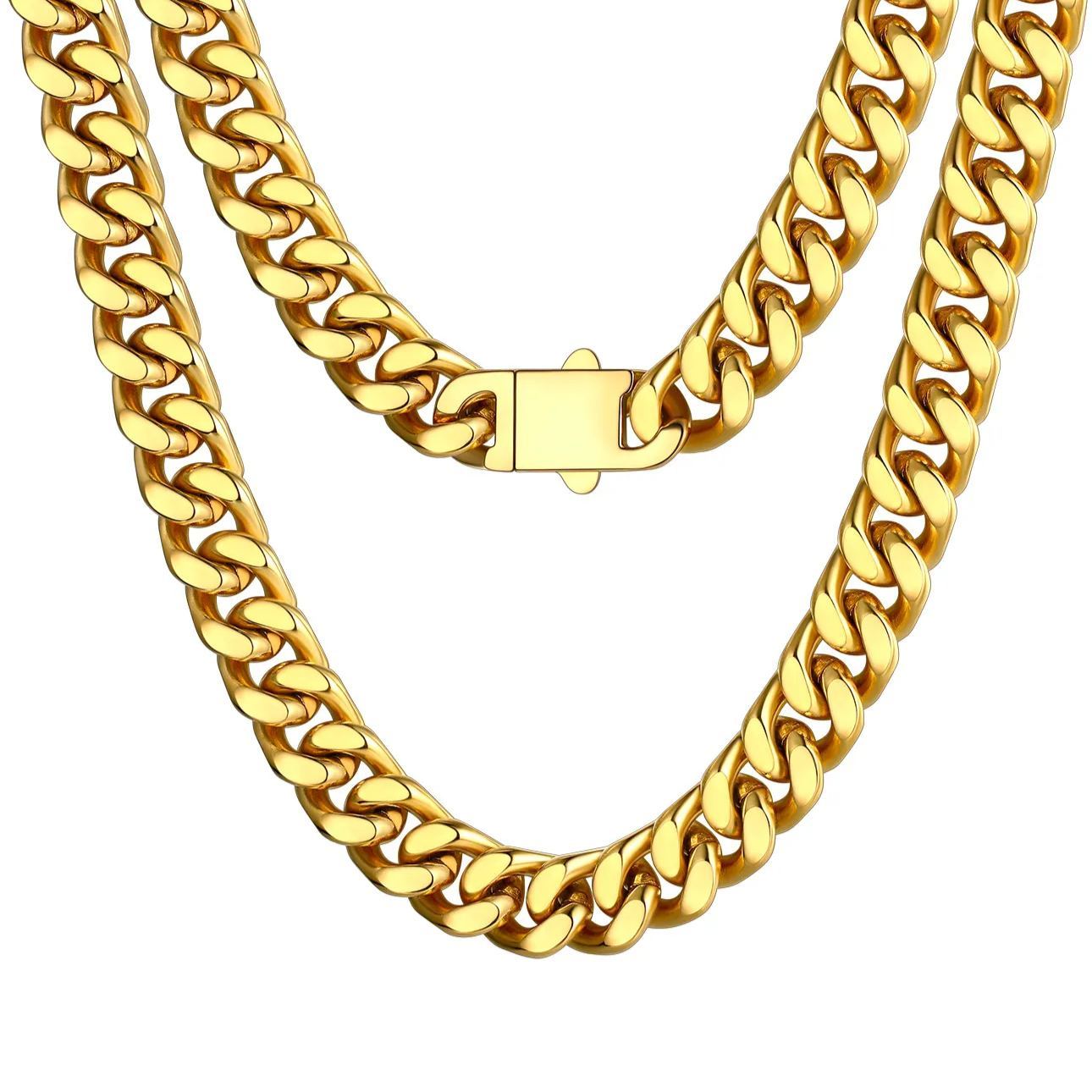 Chaîne Homme Cubaine Miami | Maillons Épais Acier Or 12mm