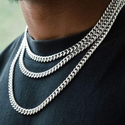 Chaîne Homme Cubaine Miami | Maillons Épais Acier Argent