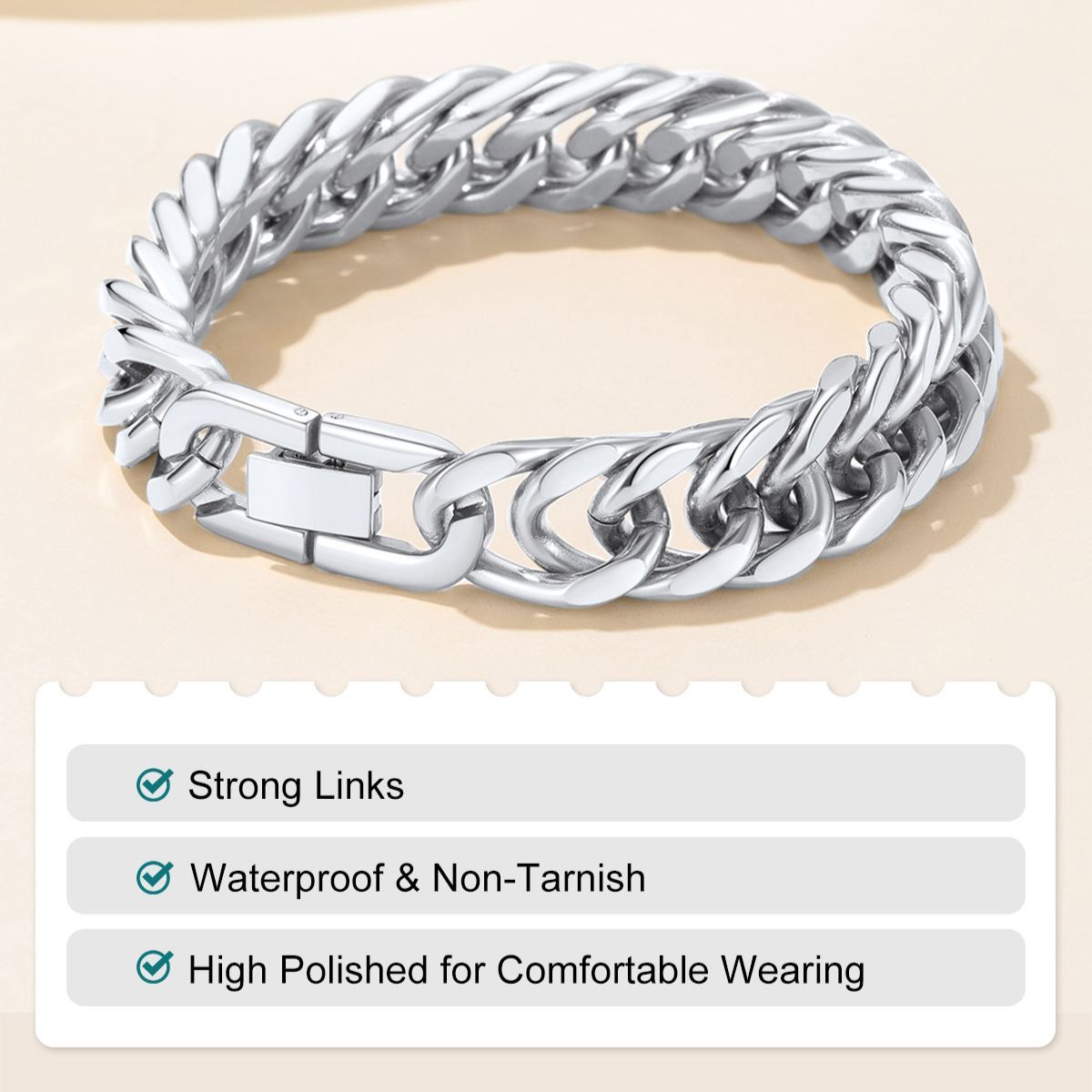 Bracelet Chaîne Cubaine Épaisse Miami pour Homme