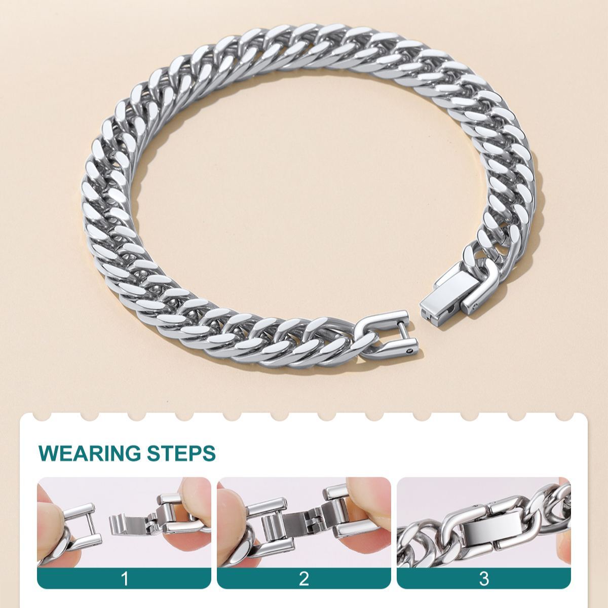 Bracelet Chaîne Cubaine Épaisse Miami pour Homme méthode