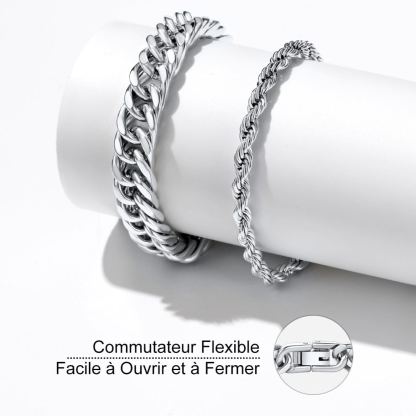 Bracelet Chaîne Cubaine Épaisse Miami détail