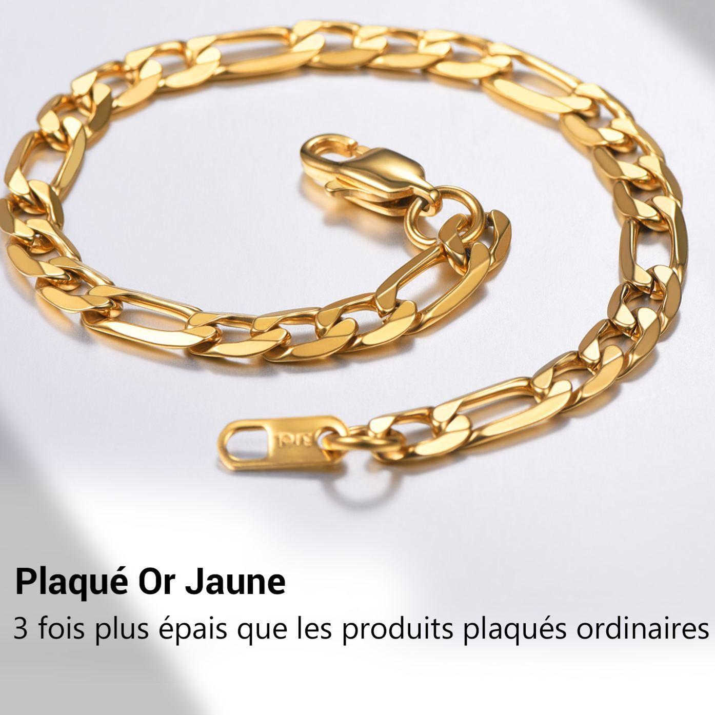  Bracelet Chaîne Figaro et Cubaine pour Homme détail