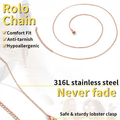 Collier Rolo Chaîne Femme en Argent en inoxydable