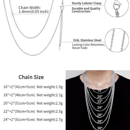 Collier Rolo Chaîne Femme en Argent taille