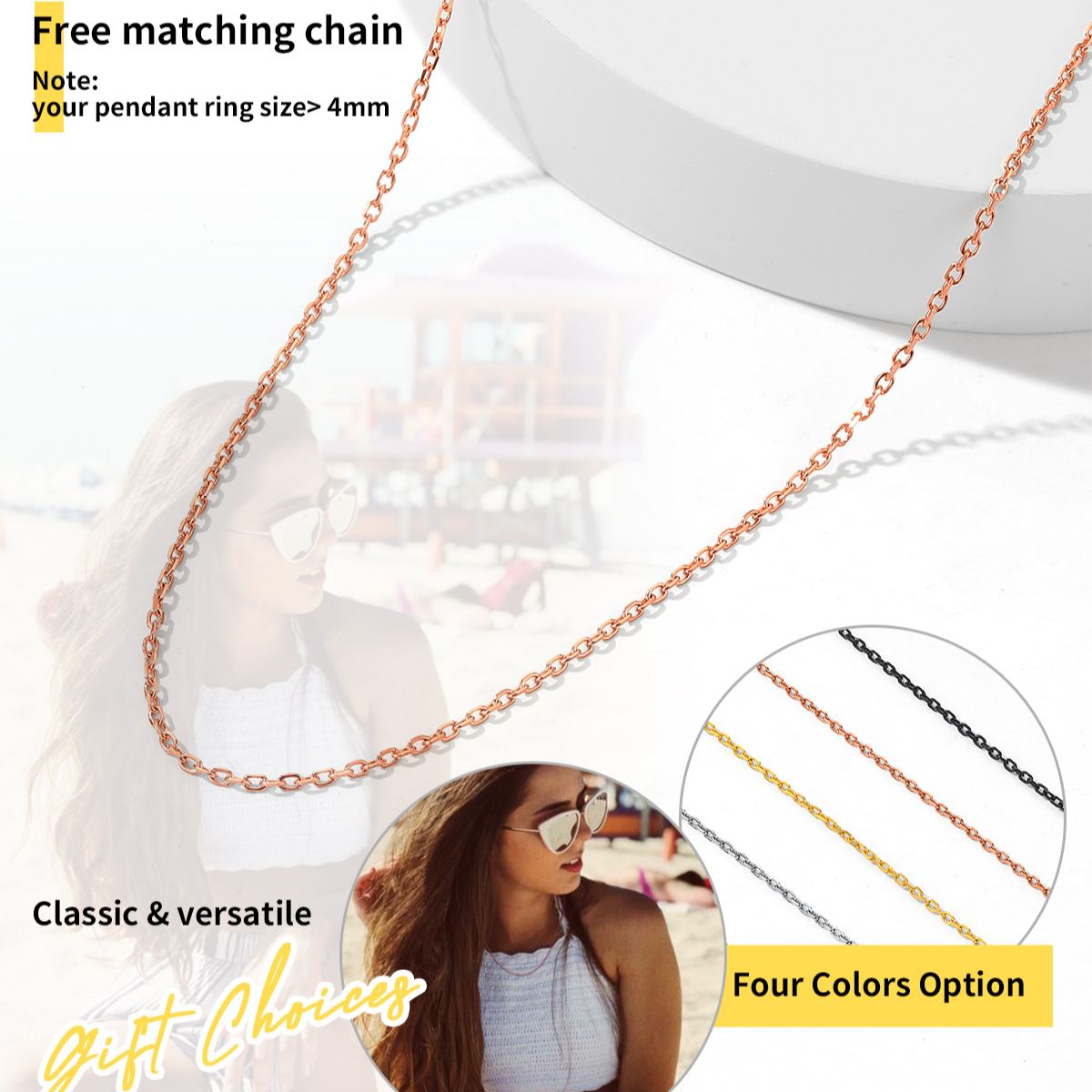 Collier Rolo Chaîne Femme 4 couleurs