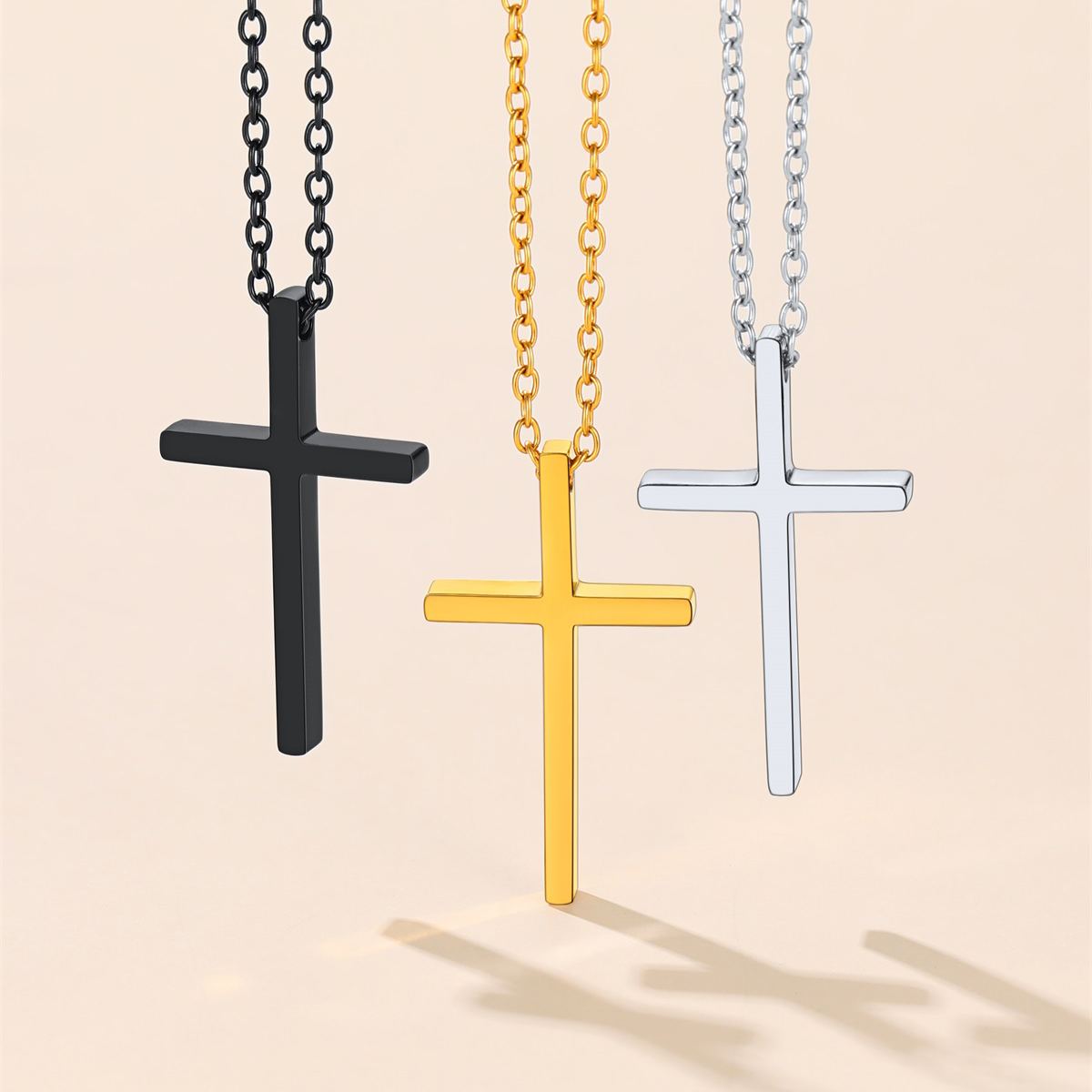 collier croix acier inoxydable