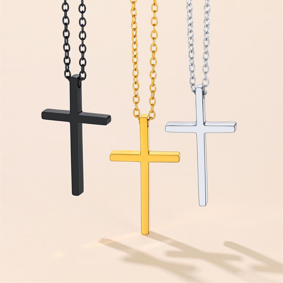 collier croix acier inoxydable